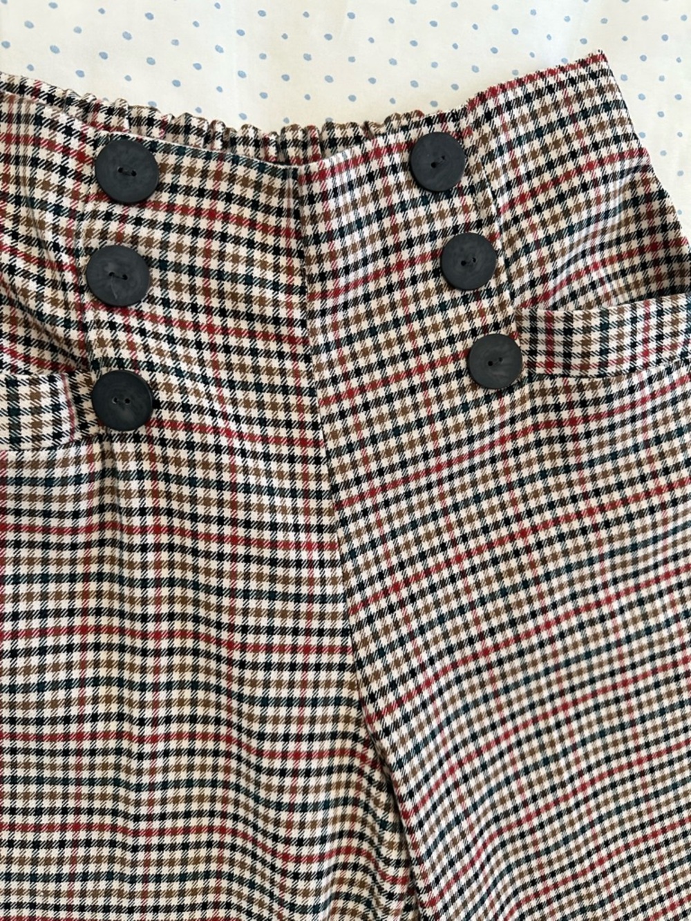 ZARA Plaid Wide Leg Trousers | High Waisted | Button Detail | Size S - Picture 4 of 9
